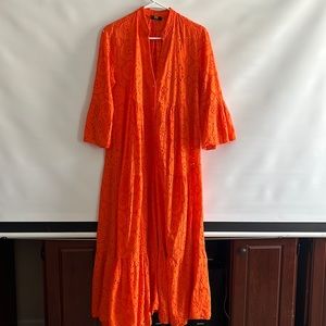 NWT. NT. Embroidery maxi orange dress